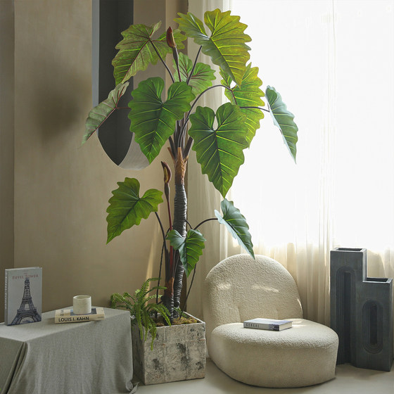Simulated rich rainbow taro detachable fake green plants for landscaping