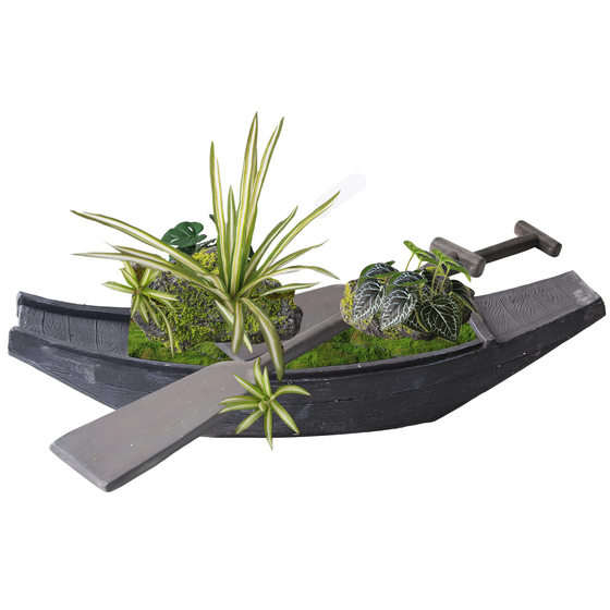 Simulated paddle green plant landscaping wabi-sabi style hotel shopping mall window decoration floor-standing fiberglass plant landscape ornaments