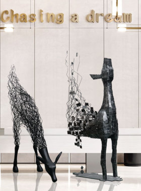 福鹿样板房间大堂展厅雕塑摆件