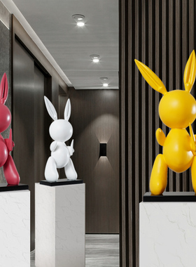 kaws轻奢风落地电镀公仔兔子摆件
