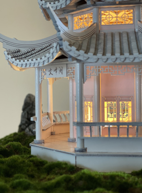 新中式风古建筑纯手工大堂挂饰