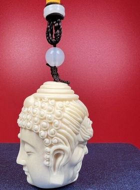 手把件男士随身把玩文玩招财双面佛魔一念之间象牙果手把挂件佛头