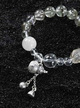 SHURUI 绿幽灵 超七白水晶纯银葫芦手串手链温润百搭设计感