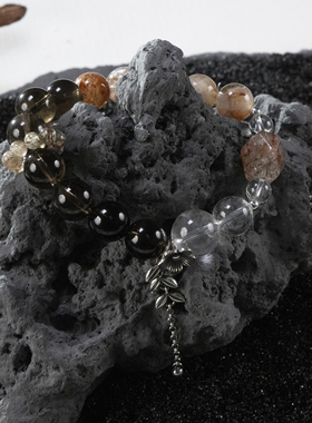 SHURUI  黑超晶 超七 茶晶白水晶手串手链温润百搭设计感