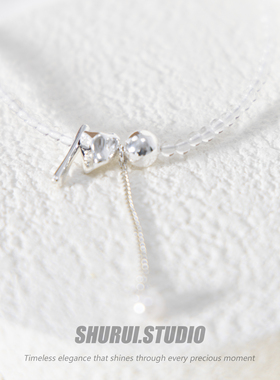 SHURUI 小众设计感简约水晶项链S925纯银疙瘩链子