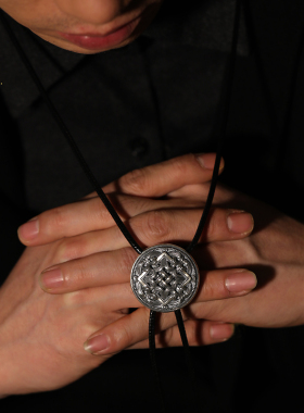 蒙客吉祥纹饰银项链嘻哈男时尚