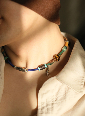 蒙客925银天珠八宝手工编织项链