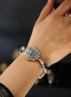 蒙客银蒙古吉祥盘长纹925银手链