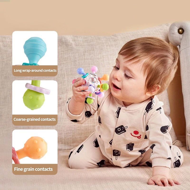 Baby Toys 0 12 Months Rotating Rattle Ball Grasping Activity - 图2