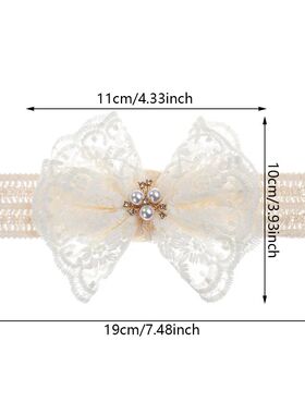 Cream Lace Baby Headbands for Newborn Princess Boys Girls Wi