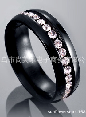 不锈钢镶钻排情侣戒指不褪色小众满钻戒指级感情侣节日生日礼物