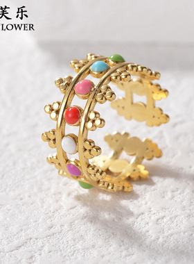 跨境新款ins风钛钢开口戒指级感女轻奢小众个性风潮指环义乌