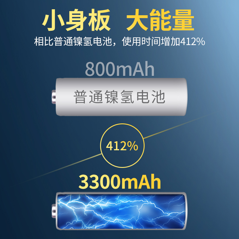 倍量5号充电电池8节3300毫安大容量KTV专用无线话筒麦克风玩具7号-图3