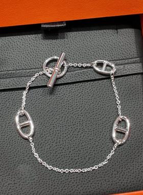 纯银猪鼻子手炼高级女生超级闪18K质感气质小红书热卖