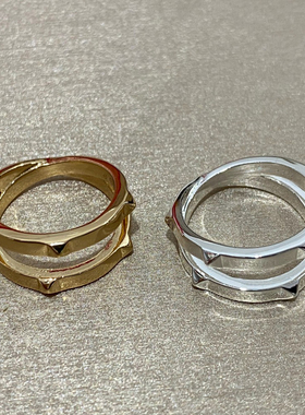 Clou d'H双层铆钉戒指925纯银