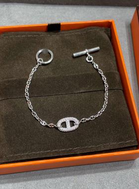 V金镀金满钻猪鼻子手链高级感女生超闪轻奢18K质感气质小红书热卖