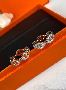 Chaine d'Ancre Enchainee精工版猪鼻子戒指s925银情侣对戒链条