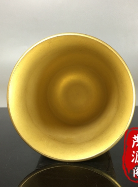 黄铜加厚雨渐耳五岳真形高铜杯八卦净水杯供佛杯道家用品摆件收藏