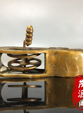 黄铜老式龙头铜墨斗仿古老物件木工划线用具墨线盒手摇式墨斗收藏