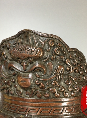 回流珍藏超大号浮雕龙纹酒壶茶壶摆件古玩铜器老物件家居茶道摆件