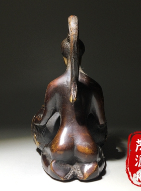 民间回流老货紫铜鎏金年年有余招财茶壶美女铜壶酒壶家居摆件收藏