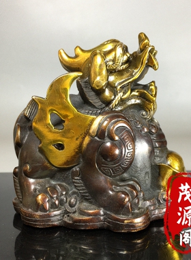 古玩纯铜鎏金瑞兽招财貔貅老铜器招财进宝家居办公桌面装饰品摆