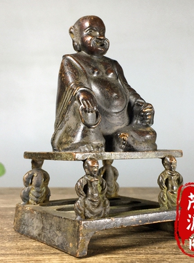 古玩铜器纯铜弥勒佛坐佛铜像家居佛堂供奉招财纳福摆件老物件收藏