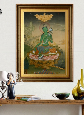 绿度母菩萨彩绘颜料装饰画挂画