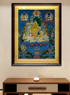 上行道客厅中式手绘唐卡财宝天王