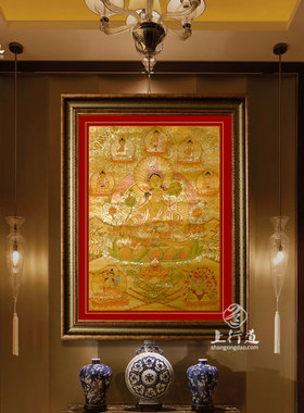 绿度母菩萨佛像颜料装饰画挂画