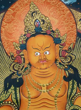 黄财神手绘画藏巴拉客厅佛像唐卡