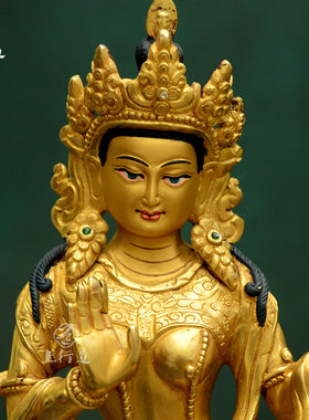 上行道移喜磋嘉佛母莲师明妃尼泊尔手工铜鎏金藏传家居饰品摆件
