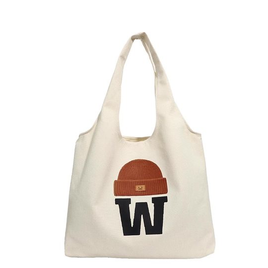 秋冬新款背心帆布托特女包袋拉链加内袋ins韩版学生单肩帆布包