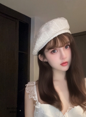 贝雷帽黑白色女帽小香风百搭休闲帽法式英伦复古逛街画家帽南瓜帽