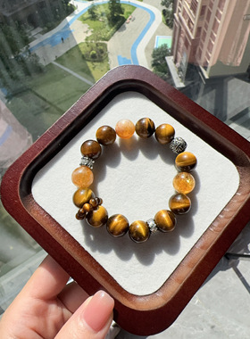 原创金霸主天然黄塔晶金虎眼石DIY设计手链手串男女情侣款水晶