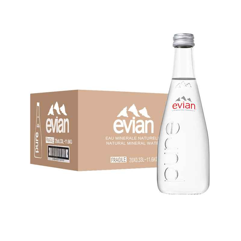 evian依云矿泉水法国进口玻璃瓶330/500/750ml天然弱碱性水饮用水-图3