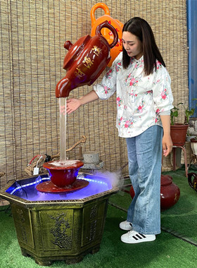 玻璃钢流水喷泉悬空鱼缸加湿器