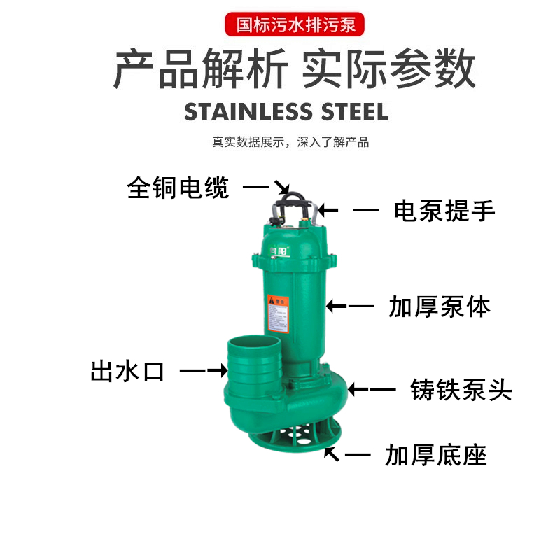 向阳污水泵化粪池小型排污泵220V家用抽水机抽粪泥浆380V潜水泵