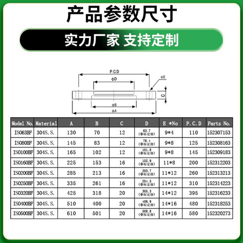 ISO-F真空固定法兰304不锈钢63内焊80螺栓100螺丝160盲板200高250 - 图2
