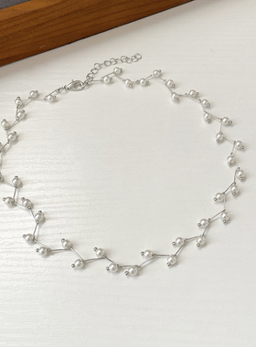 韩系choker珍珠锁骨链颈链ins小众设计气质精致感项链高级感项圈