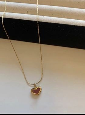 红色爱心钛钢项链小红心吊坠韩系小众甜美秋冬元气少女桃心锁骨链