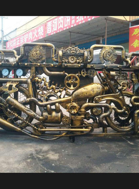 复古工业风铁艺吧台接待收银台创意DJ前台酒吧工业金属装饰迎宾台