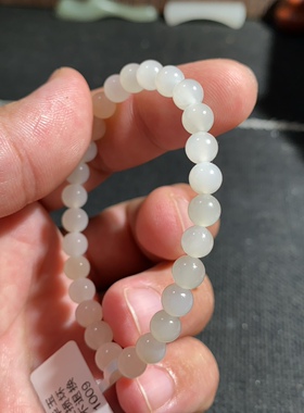 捡漏价新疆和田玉且末山流水白玉6mm圆珠转运珠手串