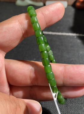 捡漏价和田玉俄罗斯碧玉七号坑老料无相转运珠男士手串