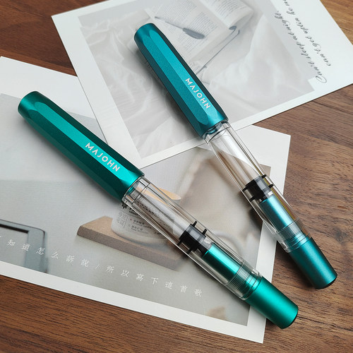 MOONMAN末匠T1手工树脂活塞吸墨大容量明尖铝合金杆铱金钢笔 - 图0