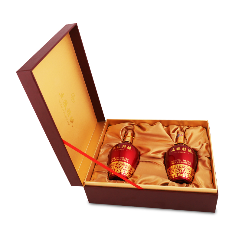 五粮液股份公司出品精酿中国红52度500ml*2浓香白酒高度礼盒