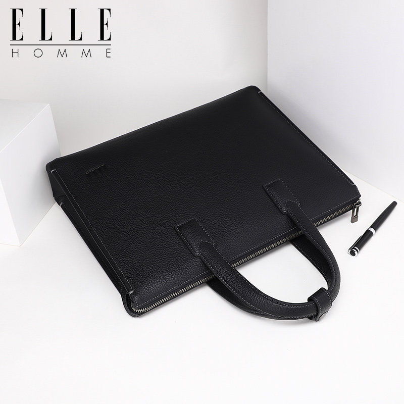 elle homme新款公文包男横款斜跨包 ellehomme箱包男士包袋