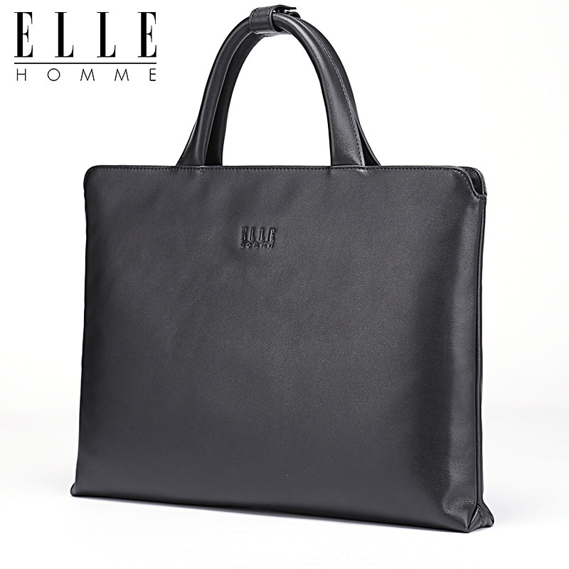 elle homme手提包商务横款薄公文包 ellehomme箱包男士包袋