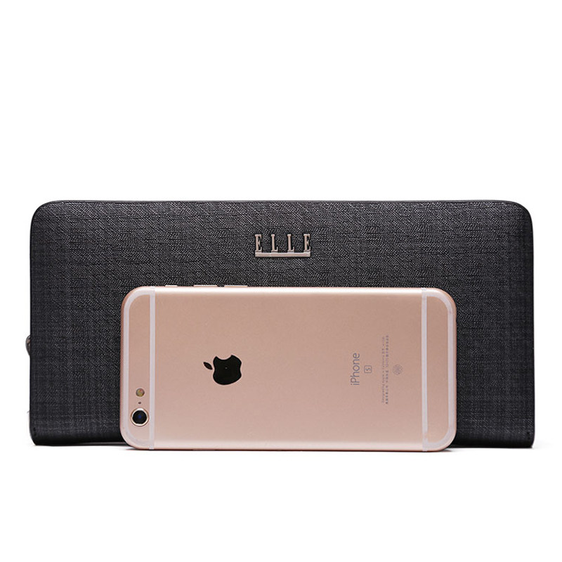 elle homme男长款拉链多卡位手机包 ellehomme箱包钱包