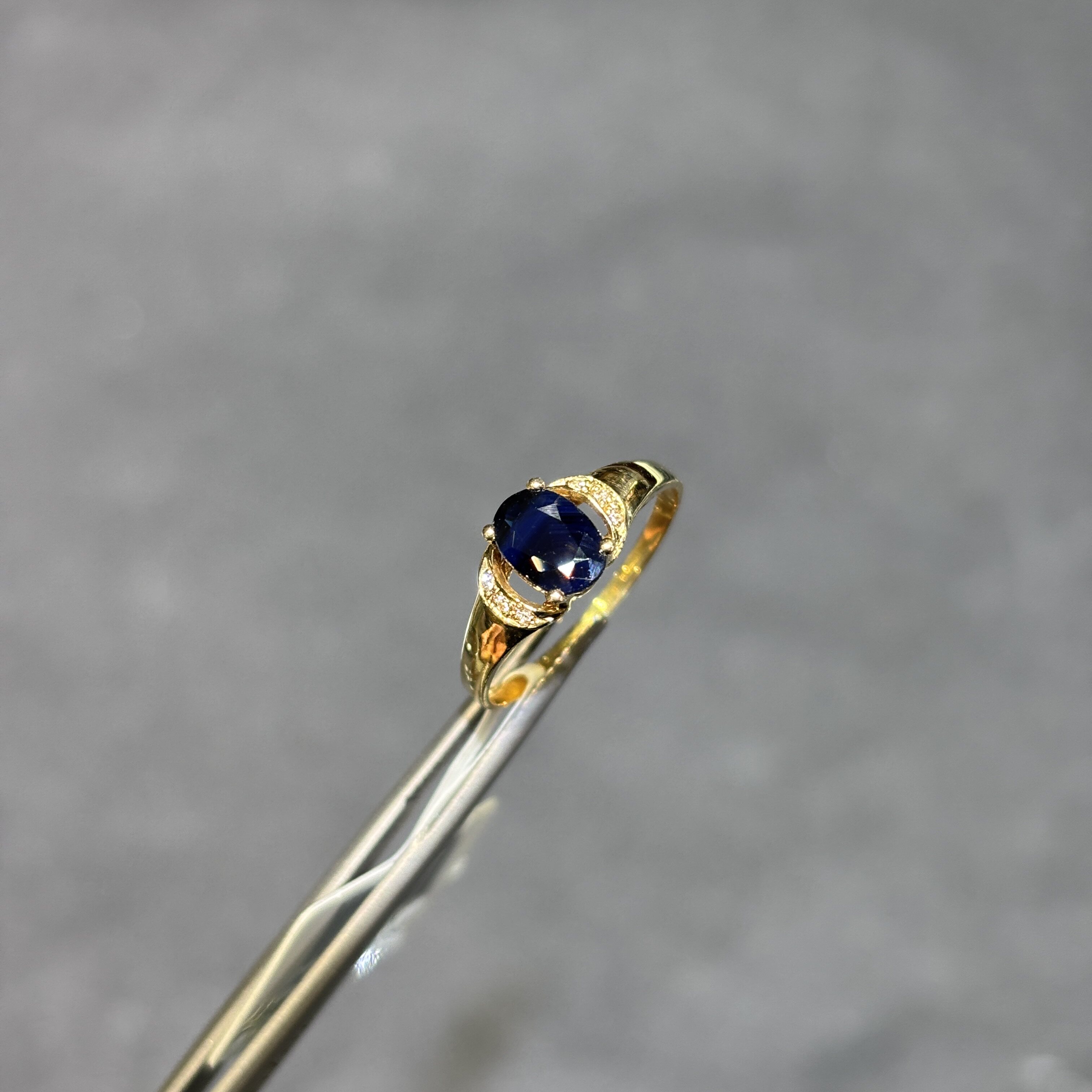 18k gold natural sapphire ring oval 5*7 women's ring